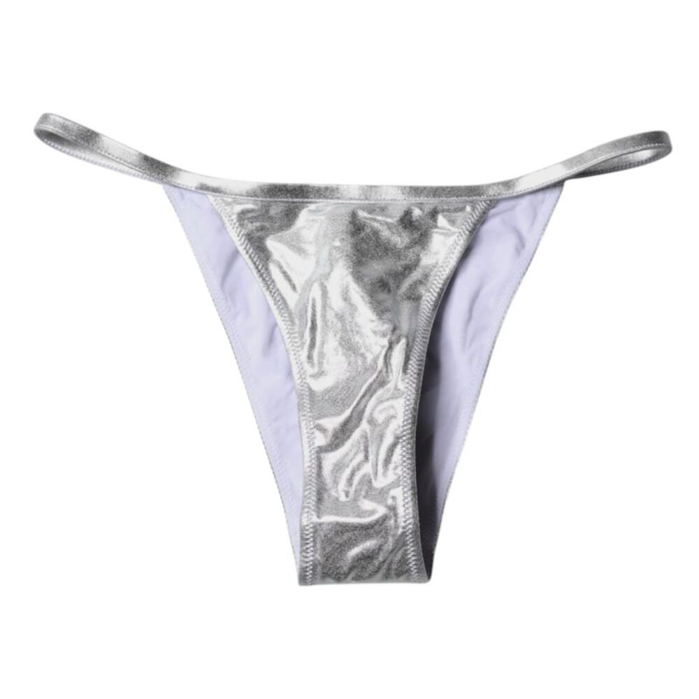Dolce & Gabbana Silver Polyester Beachwear Bikini Bottom Women's Swimwear